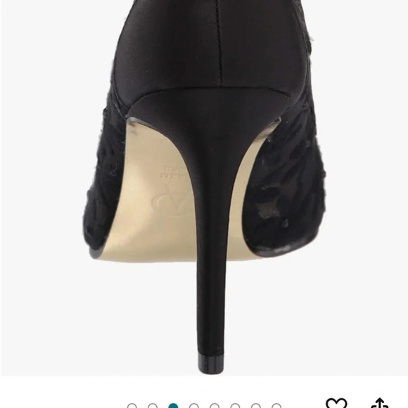 Adrianna Papell Women's Dressy Floral Lace Black Satin Pump Size 6 Wide NIB - Picture 6 of 8